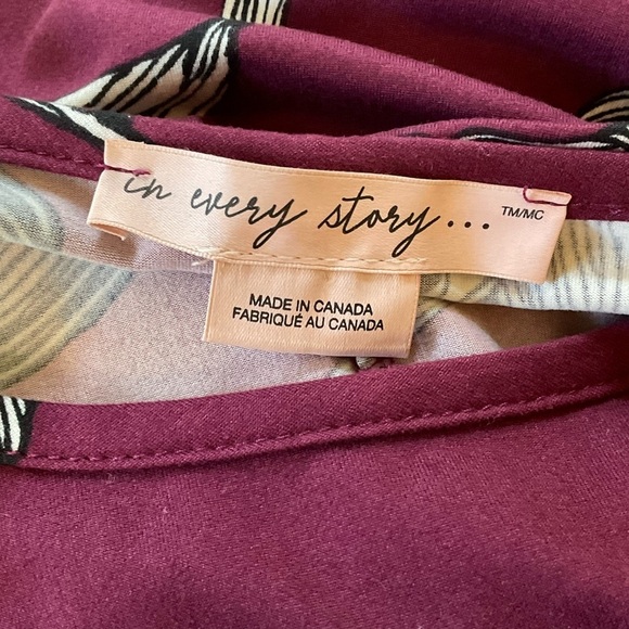 In‎ Every Story Dress Floral Cotton Burgundy Red Purple Black Loose Midi Size 1X - Picture 3 of 5